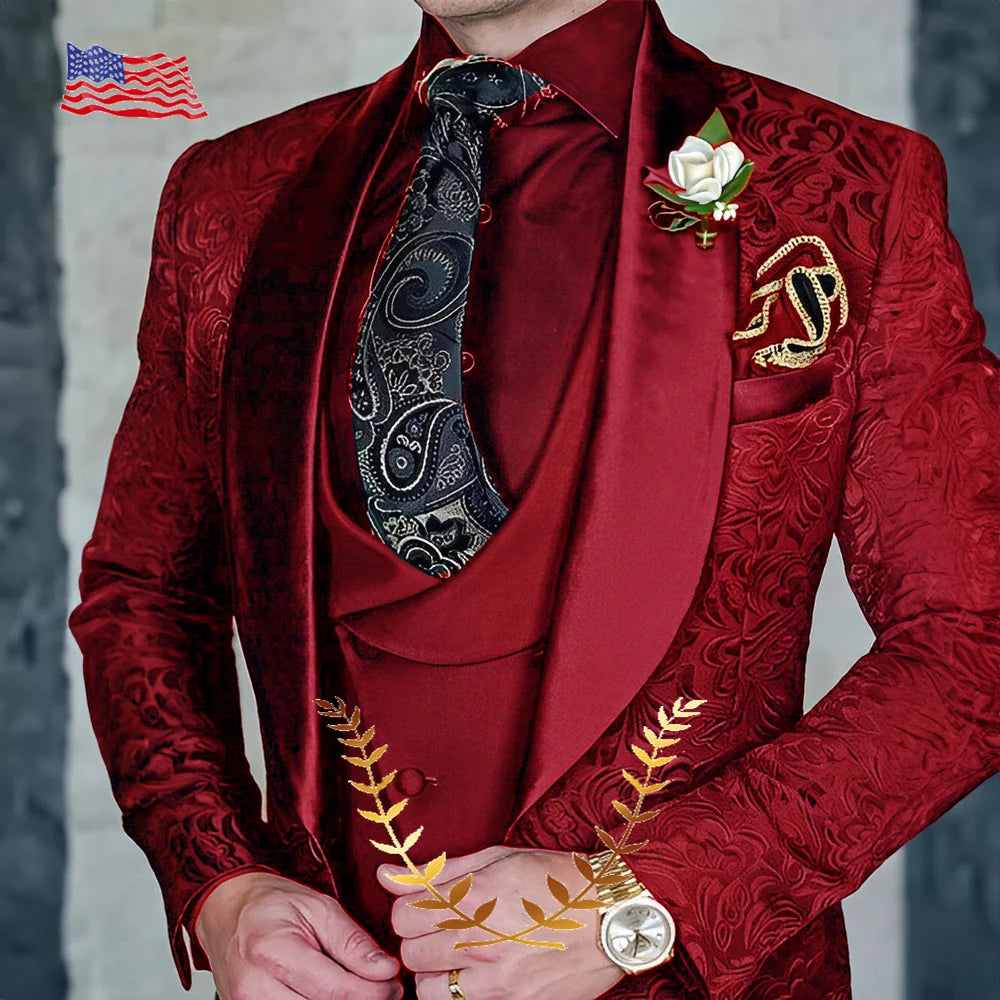 EM Floral Men's Three Piece Slim Suit - ShopEbonyMonique