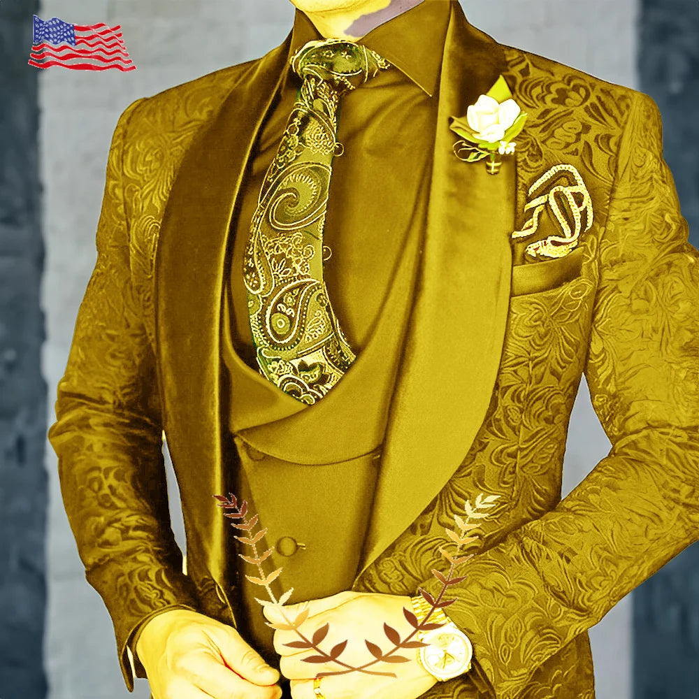 EM Floral Men's Three Piece Slim Suit - ShopEbonyMonique