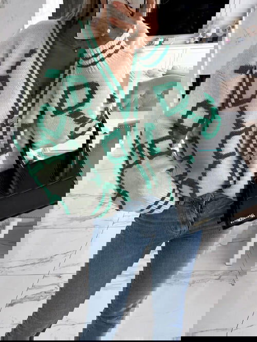 Geometric Dropped Shoulder Button Down Cardigan - ShopEbonyMonique