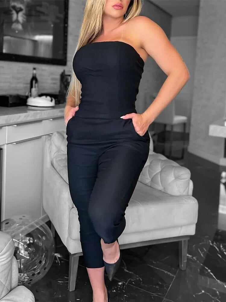 Geometric  Pocket  Jumpsuit - ShopEbonyMonique