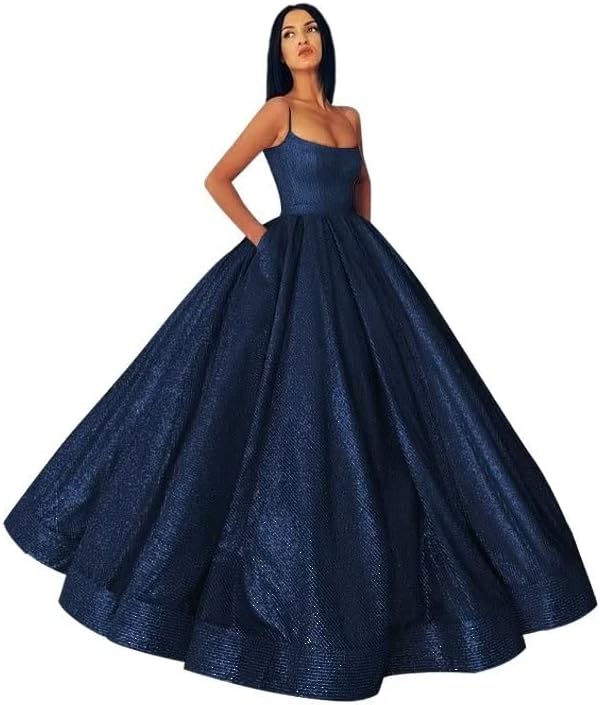 Glitter Satin Ball Gown with Pockets - ShopEbonyMonique