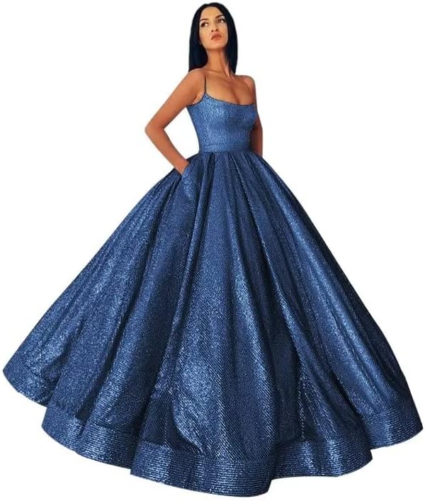 Glitter Satin Ball Gown with Pockets - ShopEbonyMonique