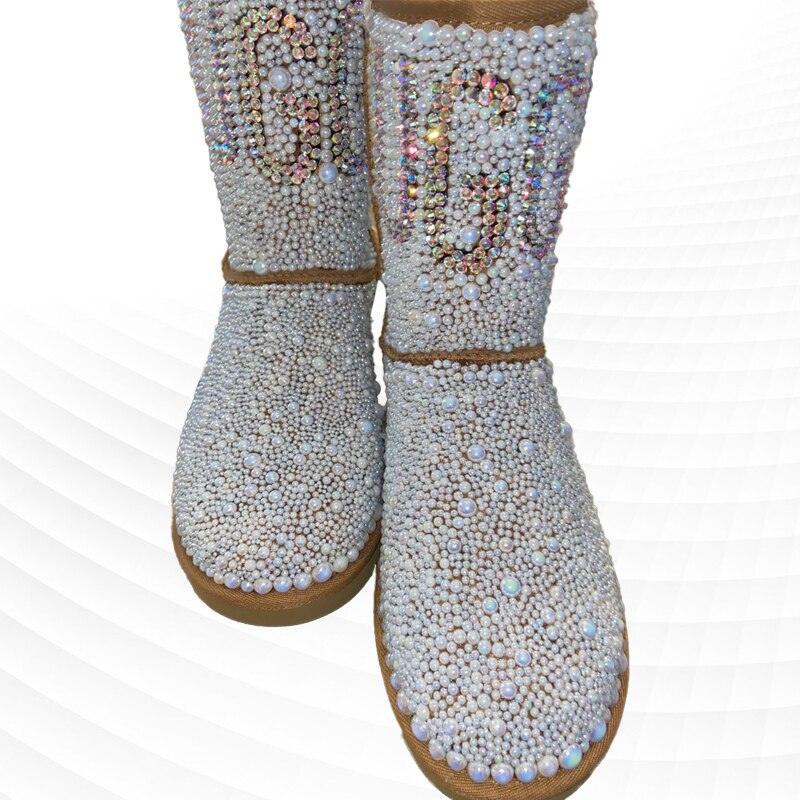 Handmade Pearl Medium Long Boots - ShopEbonyMonique