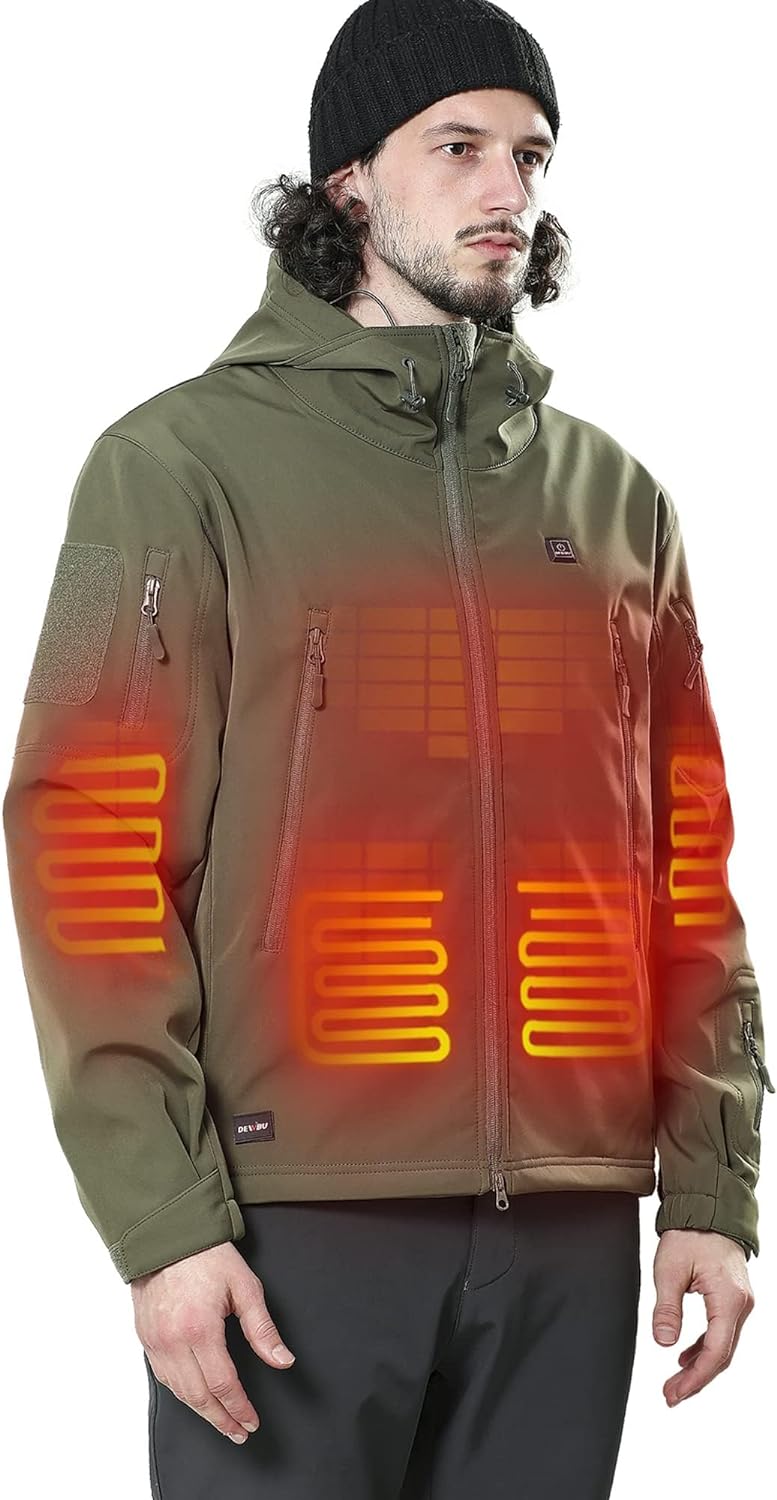 Heated Jacket for Men with 12V Battery Pack Winter Outdoor Soft Shell Electric Heating Coat - ShopEbonyMonique