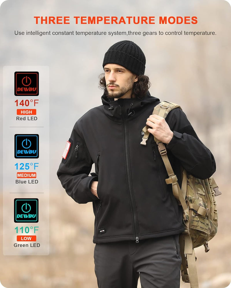 Heated Jacket for Men with 12V Battery Pack Winter Outdoor Soft Shell Electric Heating Coat - ShopEbonyMonique