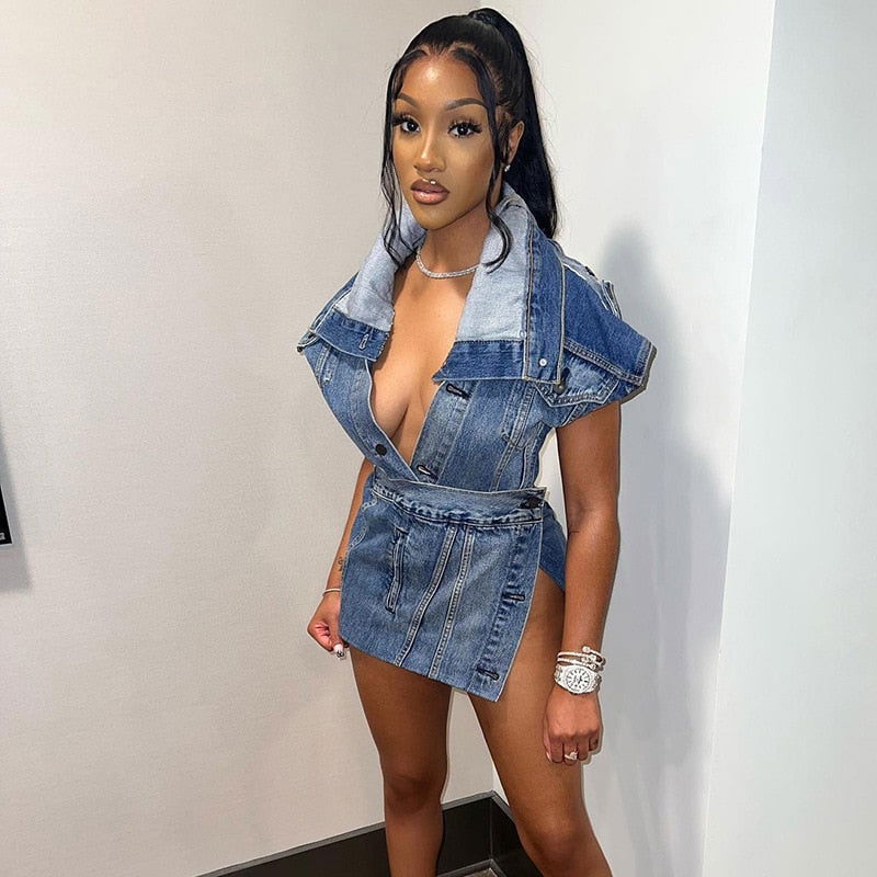 High Slit Denim Dress - ShopEbonyMonique