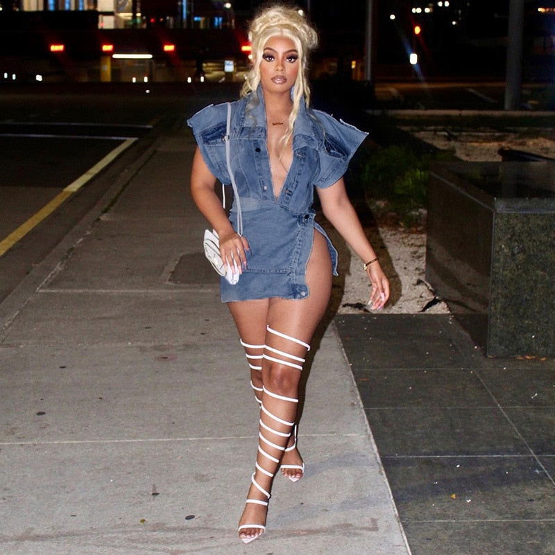 High Slit Denim Dress - ShopEbonyMonique