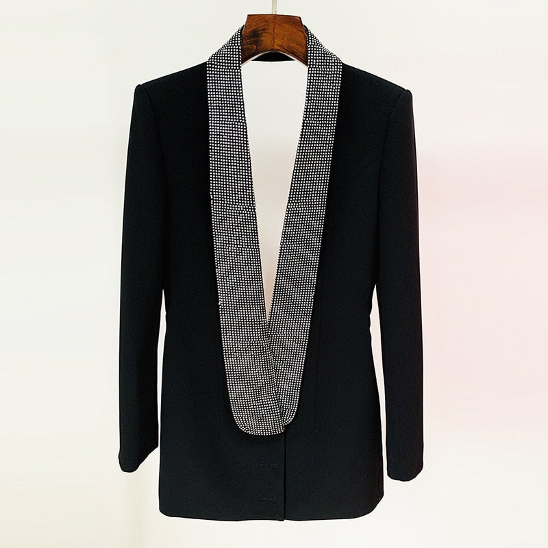 Hot Shawl Collar Backless Blazer - ShopEbonyMonique