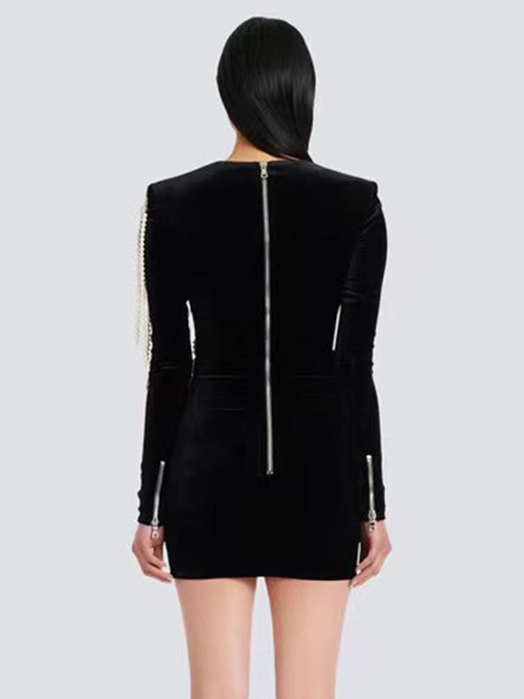Luxury Beaded Chain Mini Dress - ShopEbonyMonique