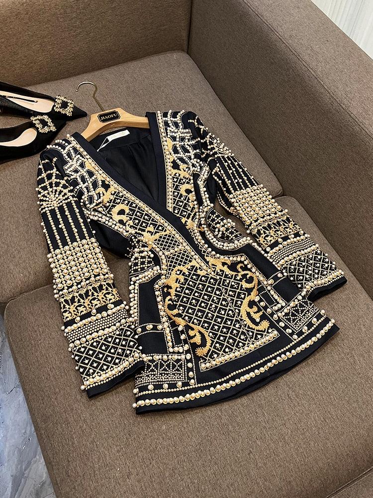 Luxury Beaded Retro Blazer - ShopEbonyMonique