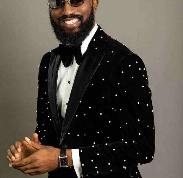 Luxury Beads Mens Wedding Tuxedos Slim Fit - ShopEbonyMonique