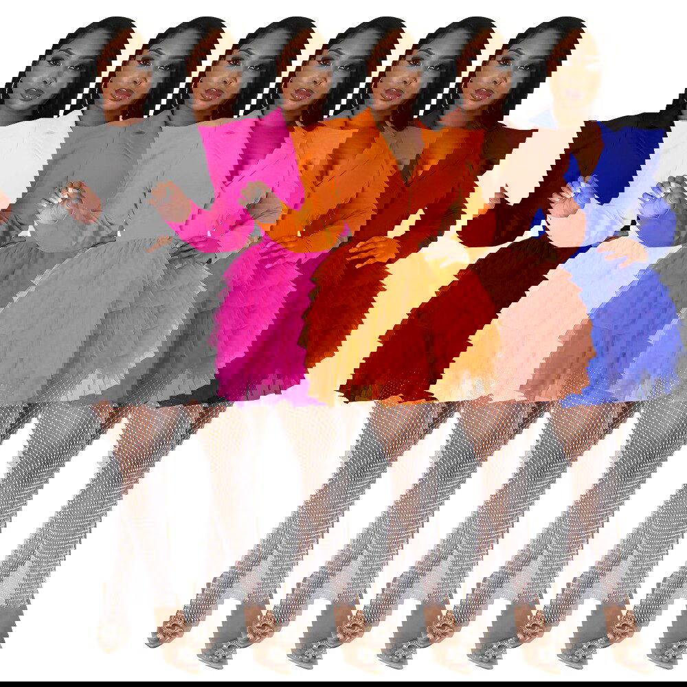 Mesh Blazer Patchwork Mini Dress - ShopEbonyMonique