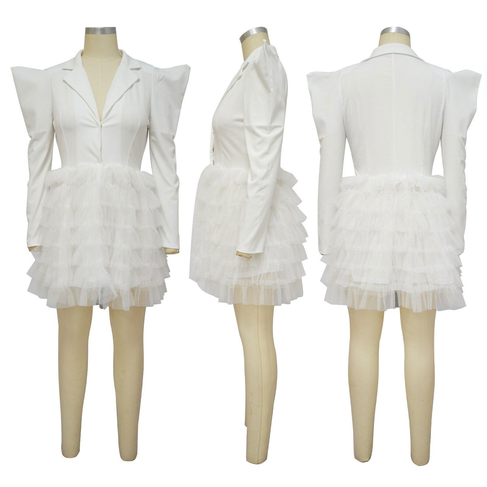 Mesh Blazer Patchwork Mini Dress - ShopEbonyMonique