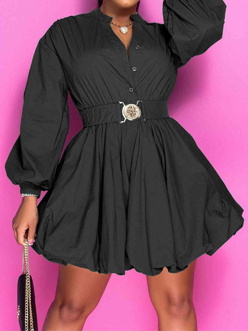 Notched Balloon Dress - ShopEbonyMonique
