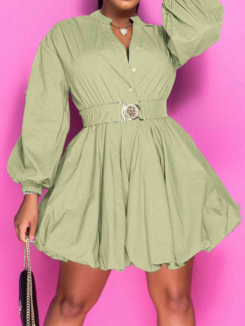 Notched Balloon Dress - ShopEbonyMonique