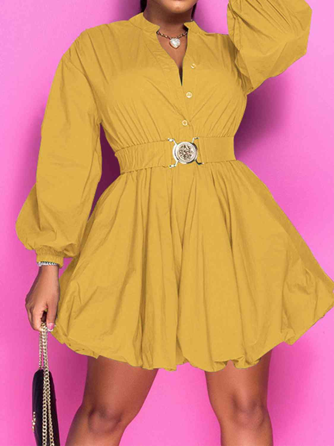 Notched Balloon Dress - ShopEbonyMonique