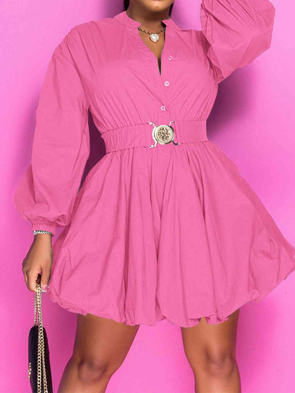 Notched Balloon Dress - ShopEbonyMonique