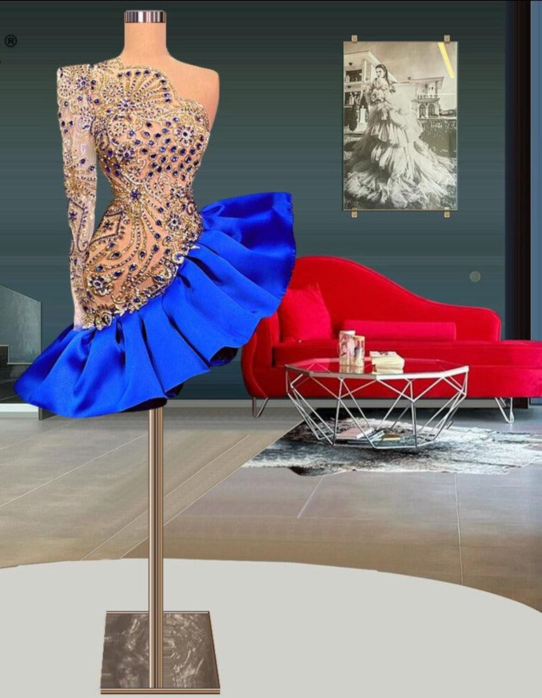 One Shoulder  Luxury 2022 Illusion Dress - ShopEbonyMonique