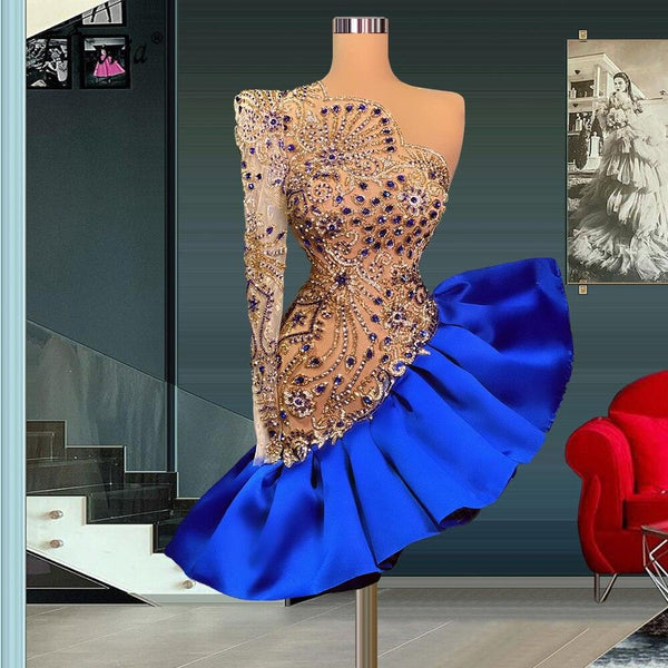 One Shoulder  Luxury 2022 Illusion Dress - ShopEbonyMonique