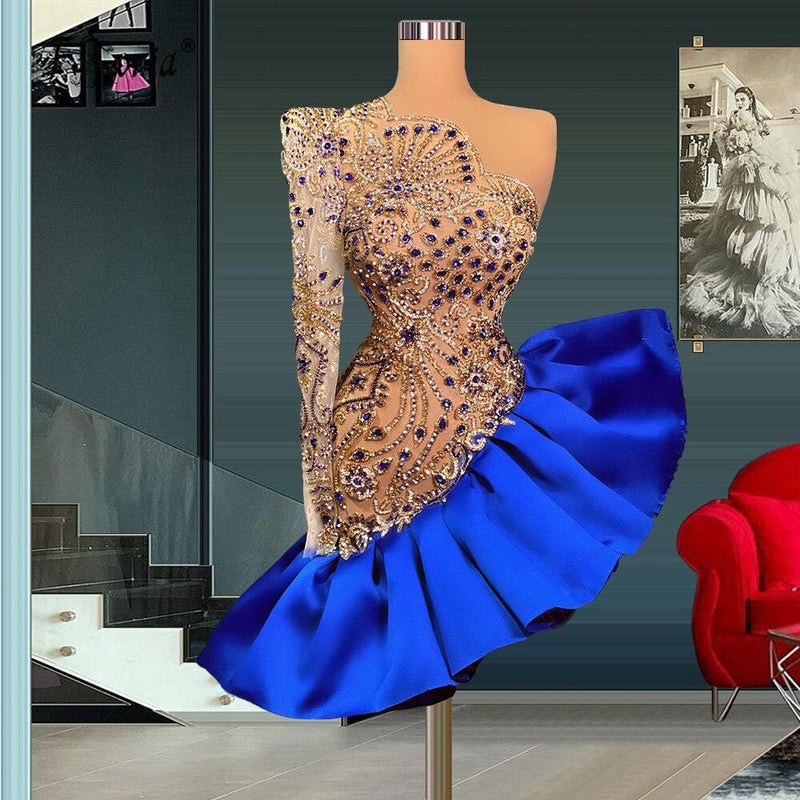 One Shoulder  Luxury 2022 Illusion Dress - ShopEbonyMonique
