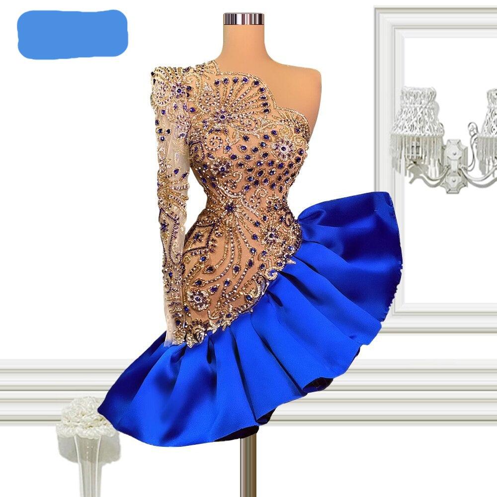 One Shoulder  Luxury 2022 Illusion Dress - ShopEbonyMonique