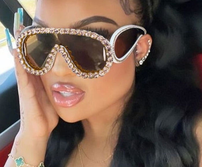 Oversized Punk Rhinestones Sunglasses - ShopEbonyMonique