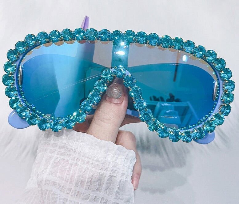 Oversized Punk Rhinestones Sunglasses - ShopEbonyMonique