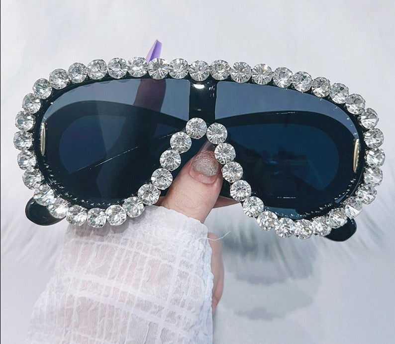 Oversized Punk Rhinestones Sunglasses - ShopEbonyMonique