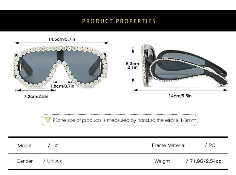 Oversized Punk Rhinestones Sunglasses - ShopEbonyMonique