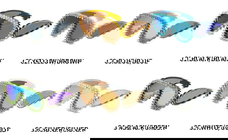 Oversized Punk Rhinestones Sunglasses - ShopEbonyMonique