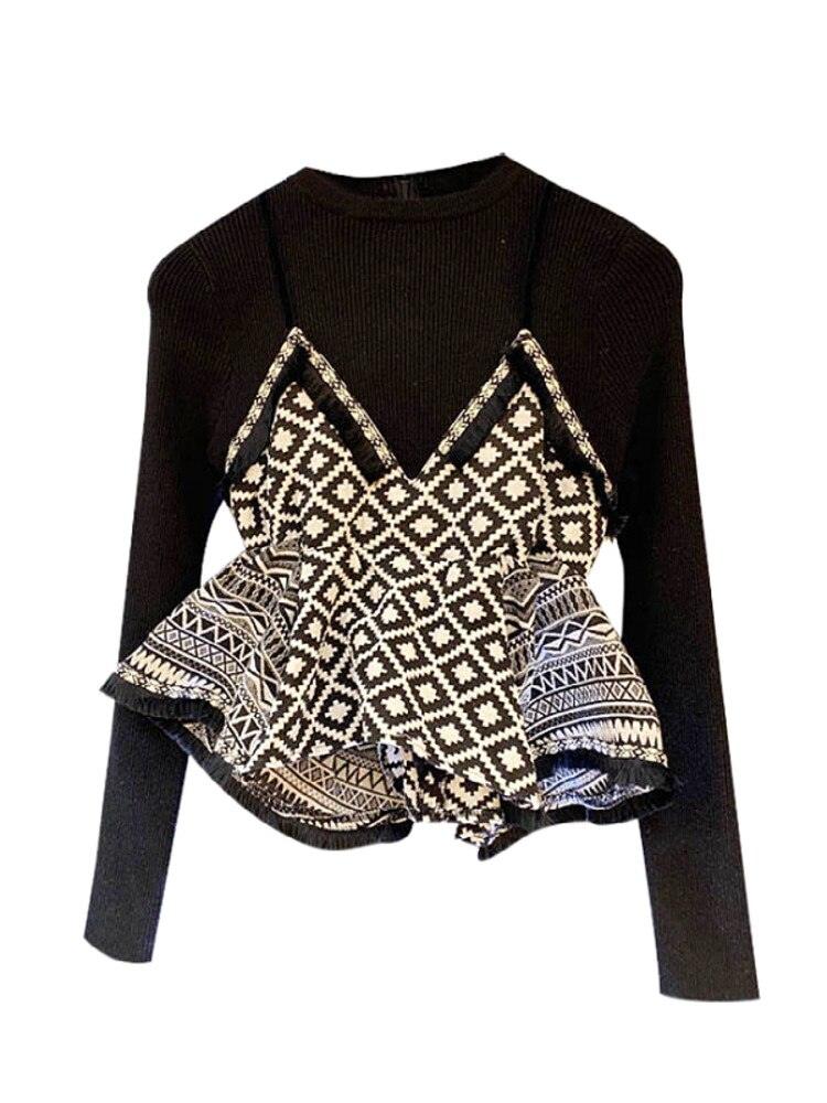 Patchwork Plaid Ruffles Sweater - ShopEbonyMonique