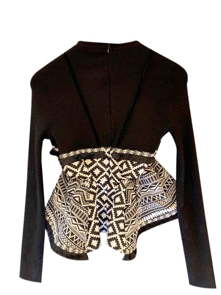 Patchwork Plaid Ruffles Sweater - ShopEbonyMonique