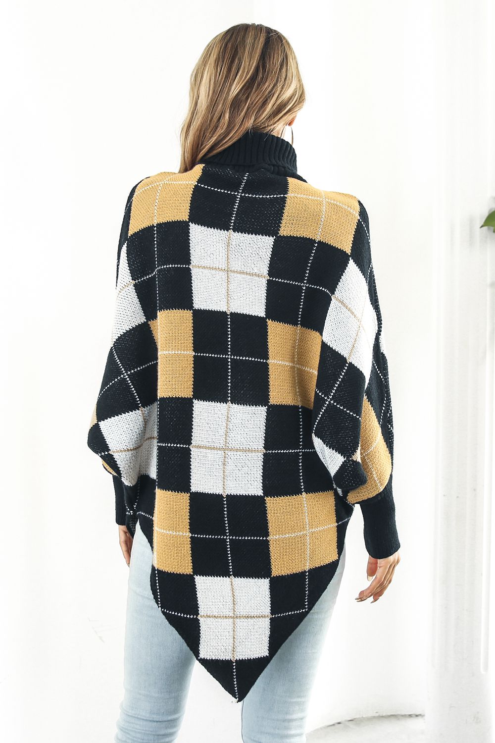 Plaid Turtleneck  Poncho - ShopEbonyMonique