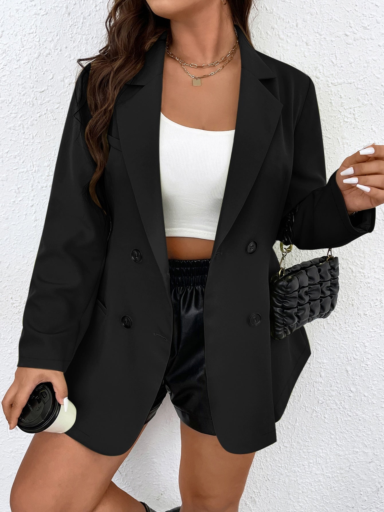 Plus Double Breasted Belted Blazer - ShopEbonyMonique