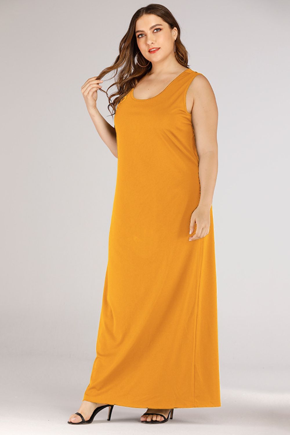 Plus Size Scoop Neck Maxi Tank Dress - ShopEbonyMonique