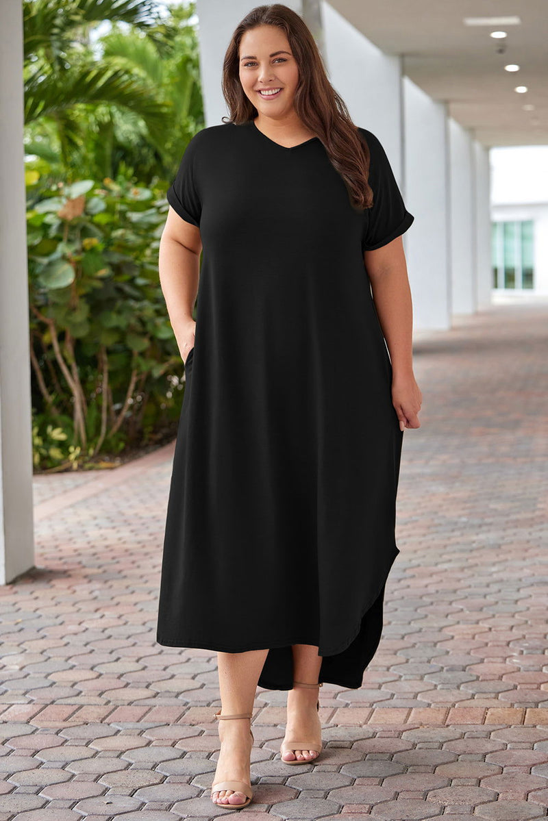 Plus V-Neck  Maxi Dress - ShopEbonyMonique