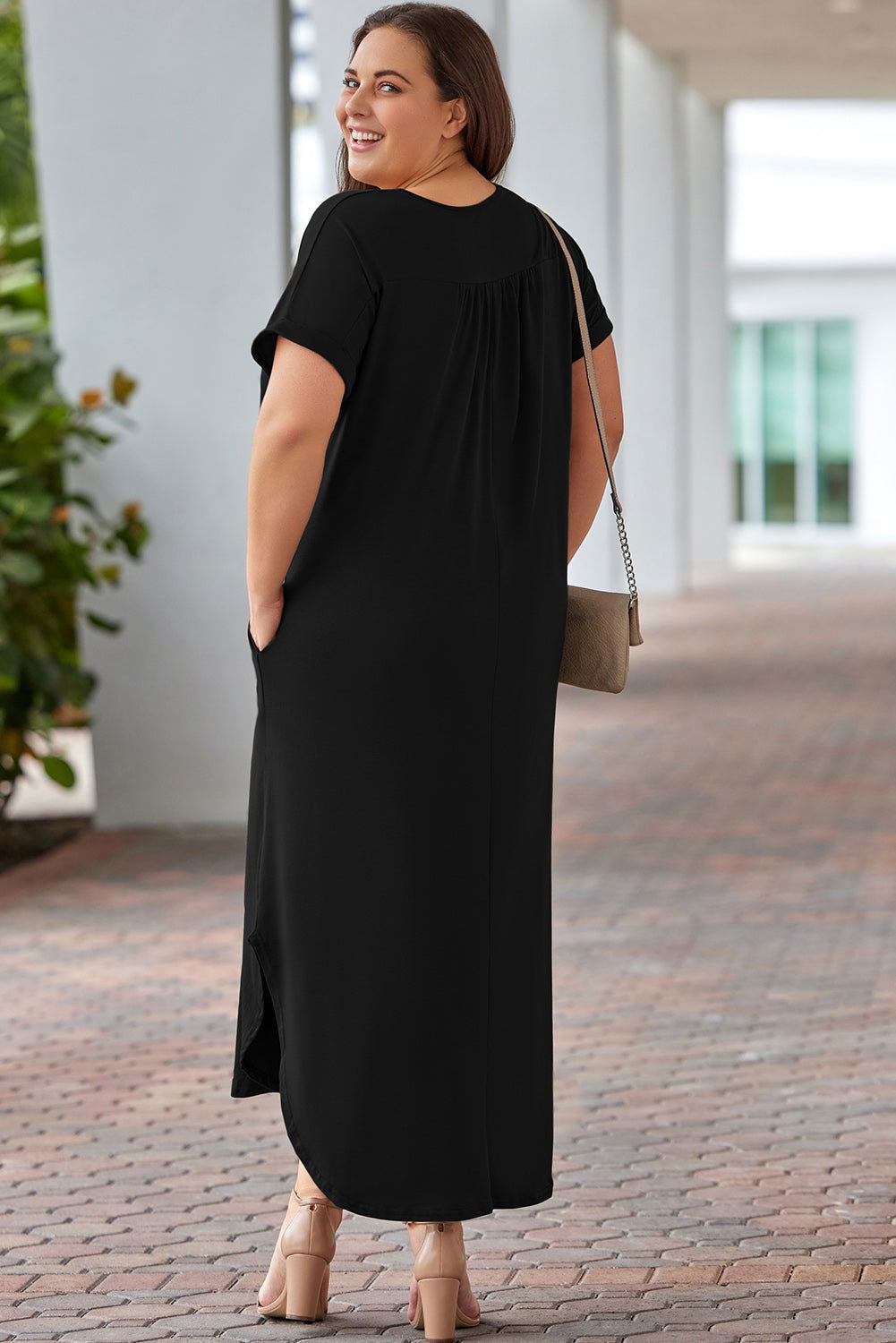 Plus V-Neck  Maxi Dress - ShopEbonyMonique