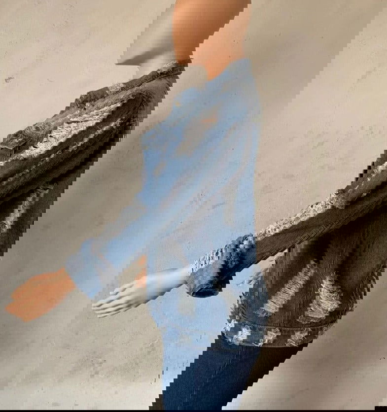 Pray Frayed Ripped Denim Jackets - ShopEbonyMonique