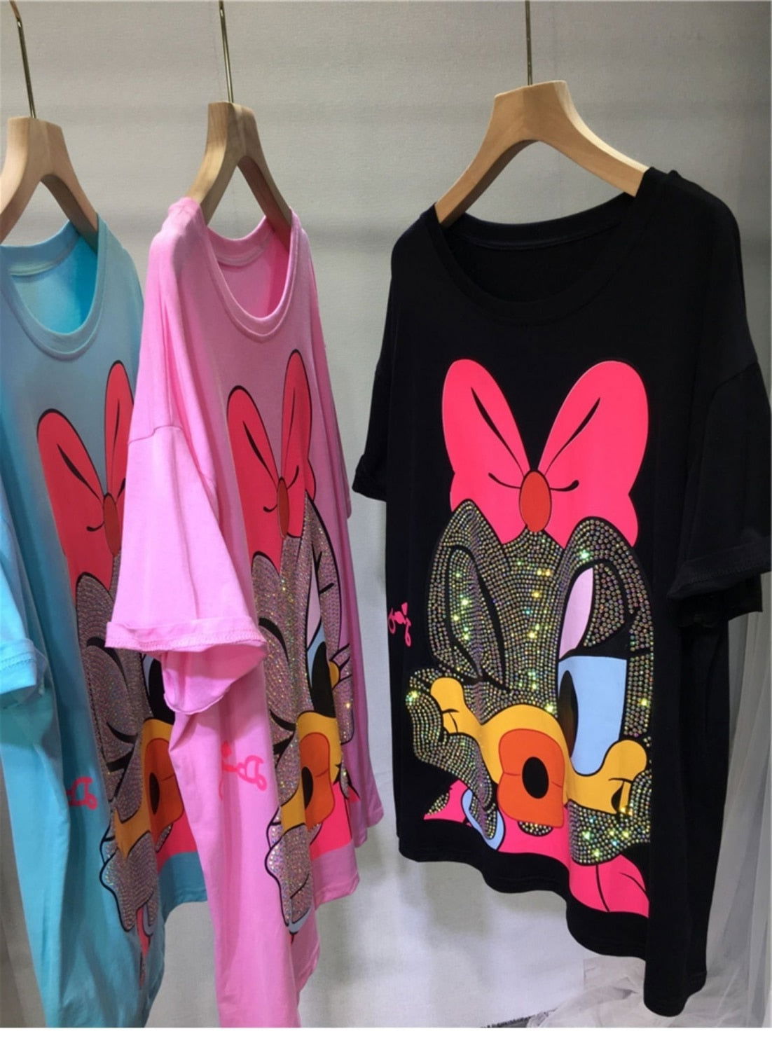 Print Rhinestones T-shirt - ShopEbonyMonique