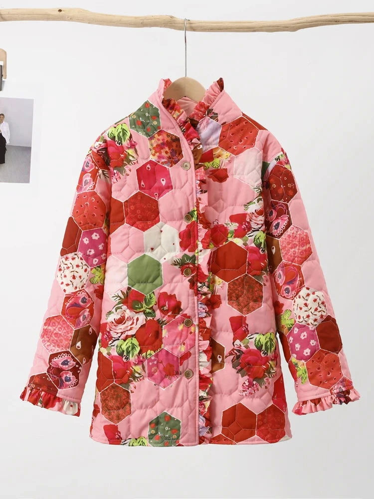 Printed Fun Cotton Padded Jacket - ShopEbonyMonique