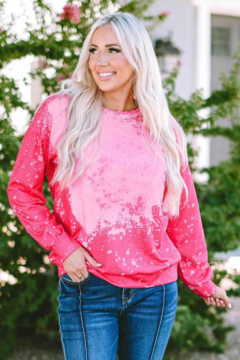 Printed Round Neck Long Sleeve Sweatshirt - ShopEbonyMonique
