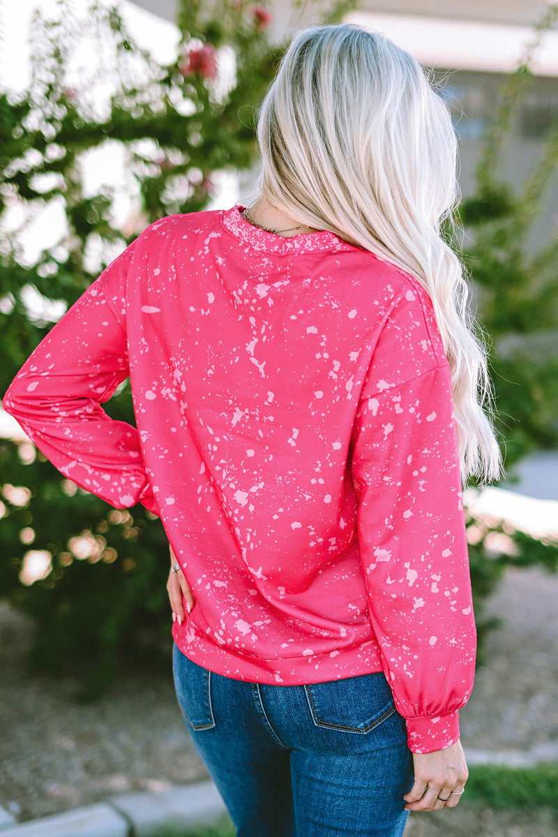 Printed Round Neck Long Sleeve Sweatshirt - ShopEbonyMonique