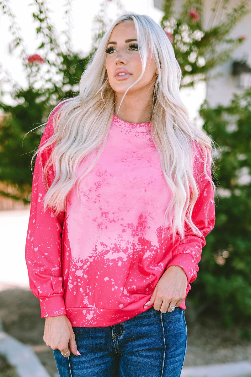 Printed Round Neck Long Sleeve Sweatshirt - ShopEbonyMonique