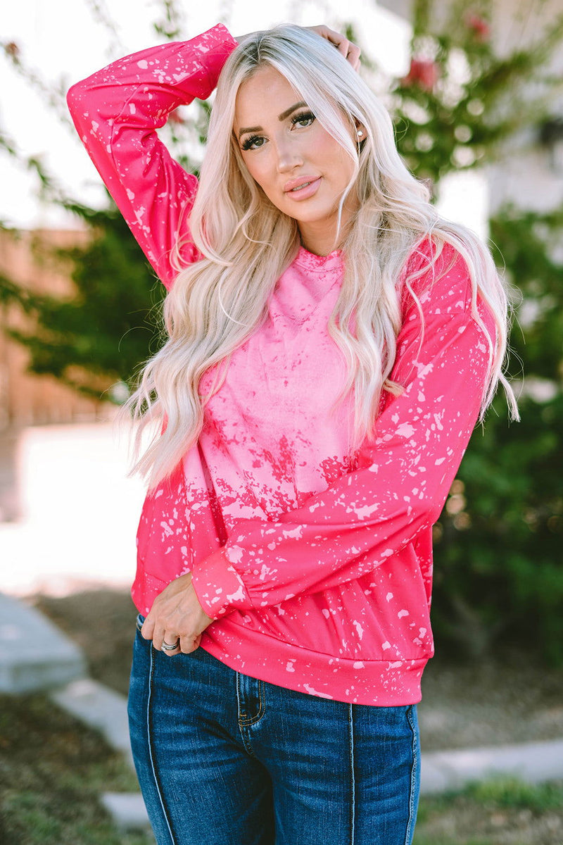 Printed Round Neck Long Sleeve Sweatshirt - ShopEbonyMonique