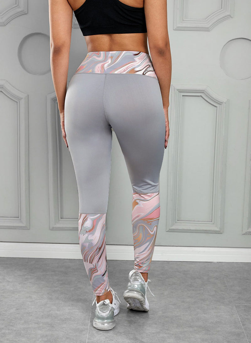 Printed Wide Waistband Active Leggings - ShopEbonyMonique