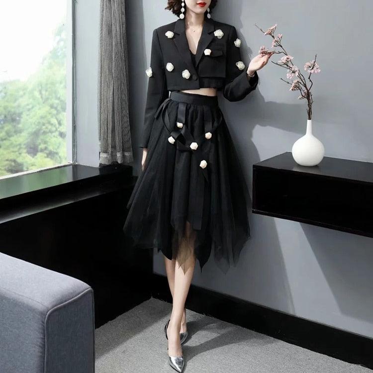 Puff Black Skirt Suit - ShopEbonyMonique