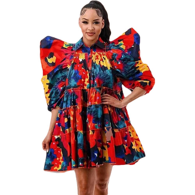Puff Pleats Shirt Dress - ShopEbonyMonique
