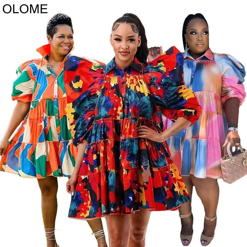 Puff Pleats Shirt Dress - ShopEbonyMonique