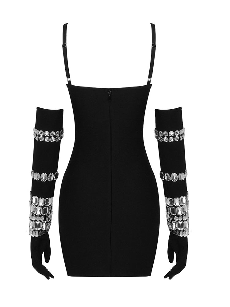 Rhinestone Embroidered Mini Dress - ShopEbonyMonique