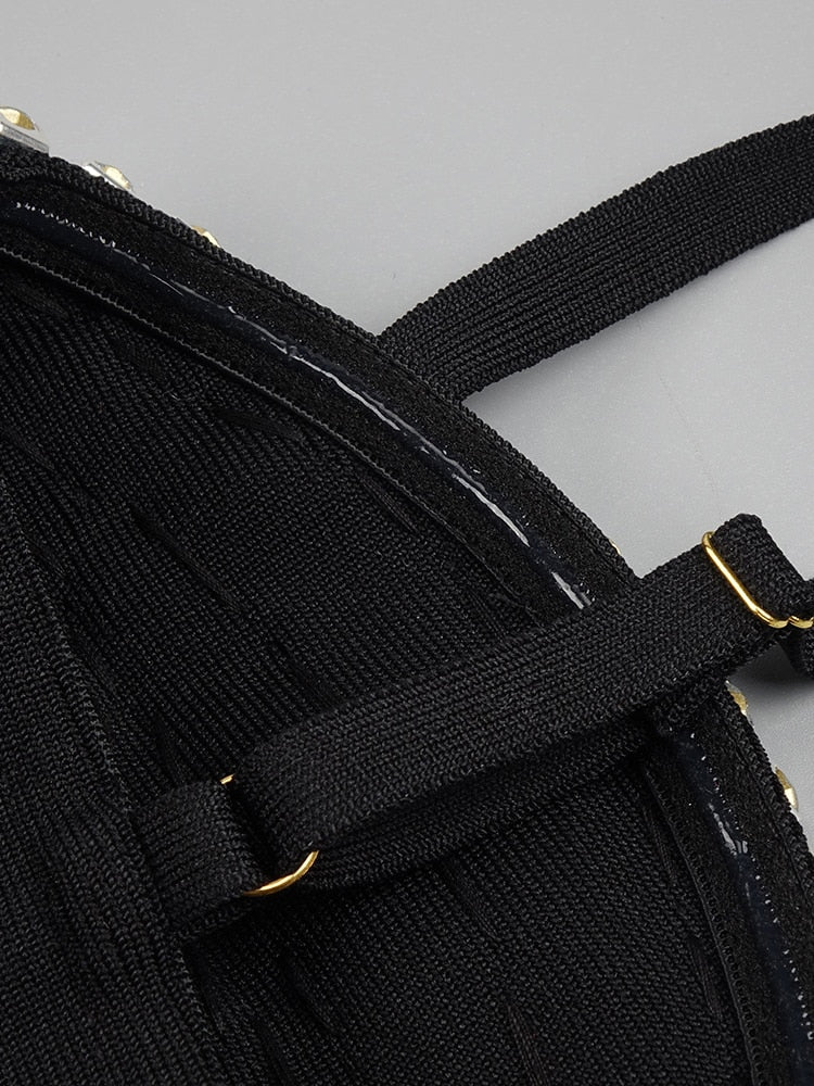 Rhinestone Embroidered Mini Dress - ShopEbonyMonique